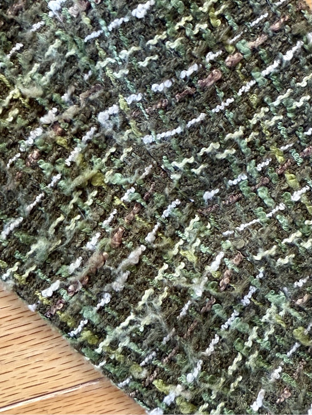 EUC Coldwater Creek Olive Green Tweed Embellished Women's Blazer Jacket, Sz PS - Picture 9 of 12
